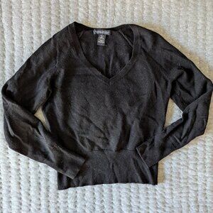 Banana Republic Black Merino Blend V-Neck Women's Sweater, Medium